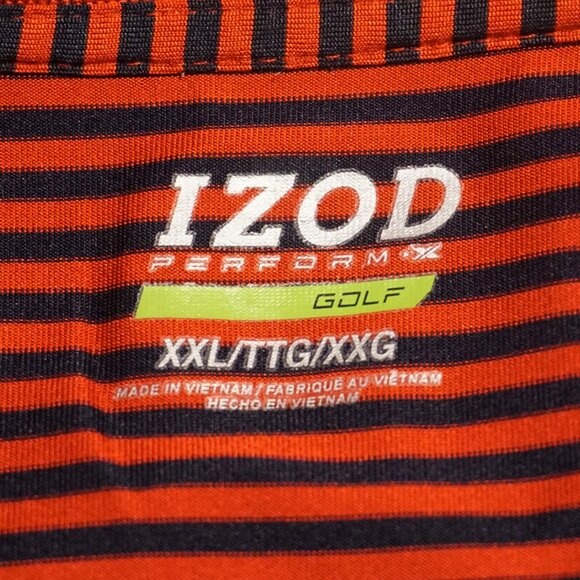 Izod Performance Golf Men’s XXL Red and Navy Striped Short Sleeve Polo - Picture 3 of 3